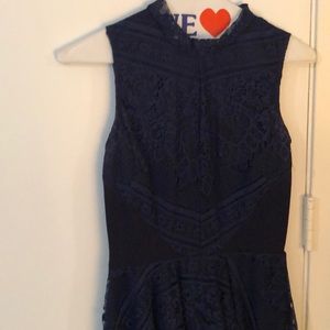 High neck navy special occasion dress